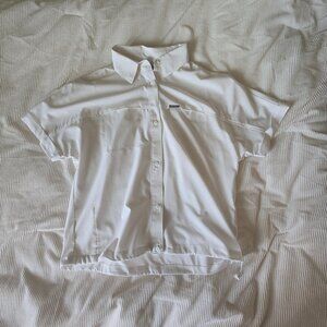 Women's Columbia Sportswear White Button-Up Shorts-leeve - X-Small